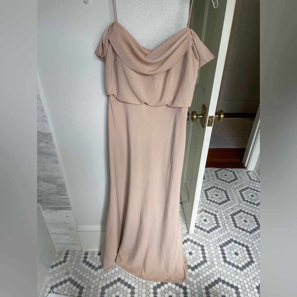 Jenny Yoo Sabine Chai Pleated Cold-Shoulder Dress Peach Womens Size 6